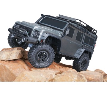 Traxxas TRX-4 Scale and Trail 1/10 4WD Electric Truck with Land Rover Defender Body, Clipless Mounting (requires battery and charger) - Silver