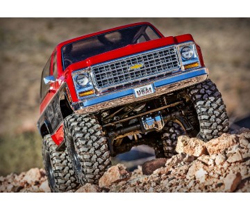 Traxxas TRX-4 Scale and Trail Crawler with 1979 Chevrolet Blazer Clipless Body: 4WD Electric Truck with TQi Traxxas Link Enabled 2.4GHz Radio System (Requires Battery and Charger -Sold Separately) - Red