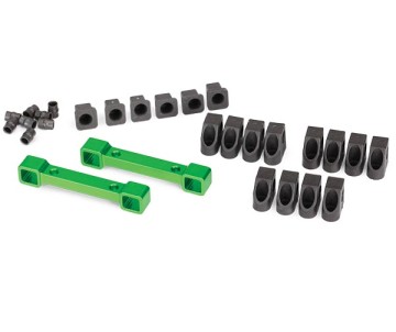 Traxxas Traxxas Mounts, suspension arms, aluminum (green-anodized) (front & rear)/ hinge pin retainers (12)/ inserts (6)