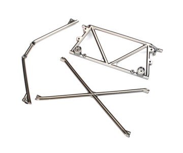 Traxxas Tube chassis, center support/ cage top/ rear cage support (satin black chrome-plated)