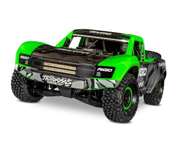 Traxxas Unlimited Desert Racer: Pro-Scale 4WD race truck. Ready-To-Race with Traxxas Stability Management, TQi 2.4GHz radio system, VXL-6s brushless power system, factory-installed LED Lighting, and licensed race replica painted body. - Rigid Industries E