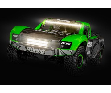 Traxxas Unlimited Desert Racer: Pro-Scale 4WD race truck. Ready-To-Race with Traxxas Stability Management, TQi 2.4GHz radio system, VXL-6s brushless power system, factory-installed LED Lighting, and licensed race replica painted body. - Rigid Industries E