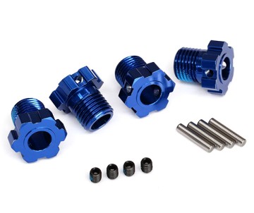 Traxxas Wheel hubs, splined, 17mm (blue-anodized) (4)/ 4x5 GS (4), 3x14mm pin (4)