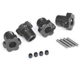 Traxxas Wheel hubs, splined, 17mm (gray-anodized) (4)/ 4x5 GS (4), 3x14mm pin (4)