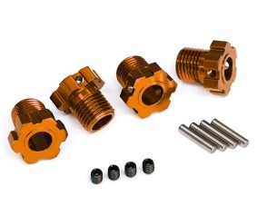 Traxxas Wheel hubs, splined, 17mm (orange-anodized) (4)/ 4x5 GS (4)/ 3x14mm pin (4)