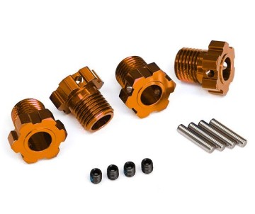 Traxxas Wheel hubs, splined, 17mm (orange-anodized) (4)/ 4x5 GS (4)/ 3x14mm pin (4)
