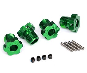 Traxxas Wheel hubs, splined, 17mm (green-anodized) (4)/ 4x5 GS (4), 3x14mm pin (4)