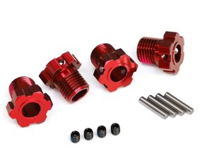 Traxxas Wheel hubs, splined, 17mm (red-anodized) (4)/ 4x5 GS (4), 3x14mm pin (4)