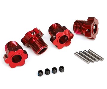 Traxxas Wheel hubs, splined, 17mm (red-anodized) (4)/ 4x5 GS (4), 3x14mm pin (4)