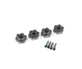 Traxxas Wheel hubs, hex, aluminum (gray-anodized) (4)/ 4x13mm screw pins (4)