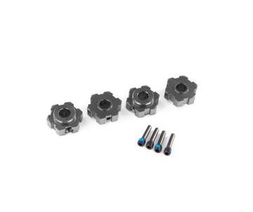 Traxxas Wheel hubs, hex, aluminum (gray-anodized) (4)/ 4x13mm screw pins (4)