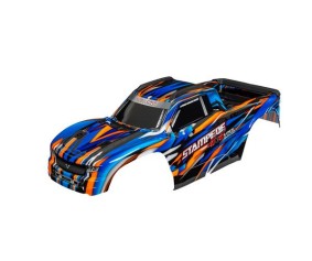 Traxxas Body, Stampede® 4X4 VXL, blue (painted, decals applied) (assembled with front & rear body mounts and rear body support for clipless mounting) - Orange