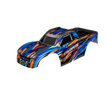 Traxxas Body, Stampede® 4X4 VXL, blue (painted, decals applied) (assembled with front & rear body mounts and rear body support for clipless mounting) - Orange