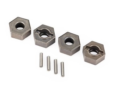 Traxxas Wheel hubs, 12mm hex (steel), extreme heavy duty (4)/ 2x9.8mm pin (4) (for use with #9080 upgrade kit and 6mm axles)