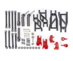Traxxas Outer Driveline & Suspension Upgrade Kit, extreme heavy duty, red (fits Rustler 2WD or Stampede 2WD)