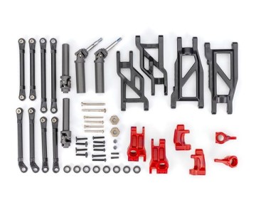 Traxxas Outer Driveline & Suspension Upgrade Kit, extreme heavy duty, red (fits Rustler 2WD or Stampede 2WD)