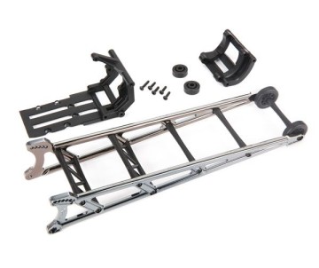 Traxxas Wheelie bar, black chrome (assembled)/ wheelie bar mount
