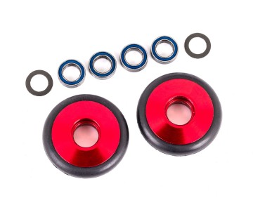 Traxxas Wheels, Wheelie Bar, 6061-T6 Aluminum (Red-Anodized) (2)/ 5X8X2.5Mm Ball Bearings (4)/ O-Rings (2)/ 5X8X0.3Mm Tw (2)