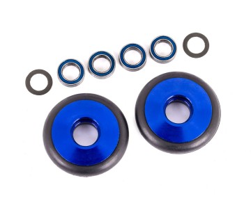 Traxxas Wheels, Wheelie Bar, 6061-T6 Aluminum (Blue-Anodized) (2)/ 5X8X2.5Mm Ball Bearings (4)/ O-Rings (2)/ 5X8X0.3Mm Tw (2)