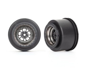 Traxxas Wheels, Weld satin black chrome (rear) (2)