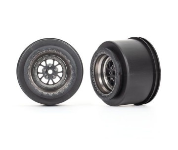Traxxas Wheels, Weld satin black chrome (rear) (2)