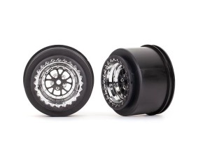 Traxxas Wheels, Weld chrome with black (rear) (2)