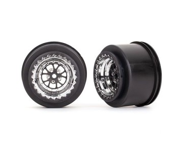 Traxxas Wheels, Weld chrome with black (rear) (2)