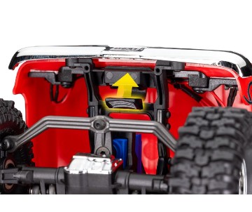 Traxxas TRX-4M High Trail Edition Crawler with Chevrolet K10 Pickup Body (Red): 1/18-Scale 4X4 Electric Trail Truck. Ready-To-Drive with TQ 2.4GHz 2-Channel Transmitter and ECM-2.5™ Waterproof Electronics. In Store Sales Start August 25th; Online Sales Be