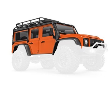 Traxxas Body TRX-4M Defender - Orange  (Includes Grille, Side Mirrors, Door Handles, Fender Flares, Fuel Canisters, Jack, Spare Tire Mount, & Clipless Mounting) (Requires #9734 Front & Rear Bumpers)