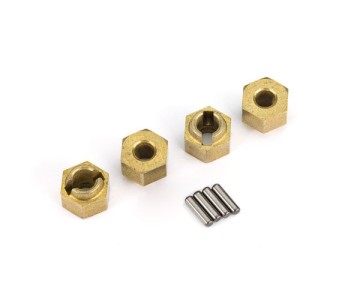 Traxxas Wheel Hubs, 7mm Hex (Brass) (4)/ Axle Pins (4)