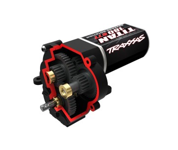 Traxxas Transmission, Complete (High Range (Trail) Gearing) (16.6:1 Reduction Ratio) (Includes Titan 87T Motor)
