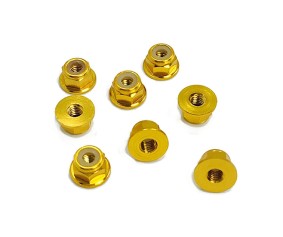 Trinity 3mm Aluminum Flanged Locknuts 24K Gold (8)