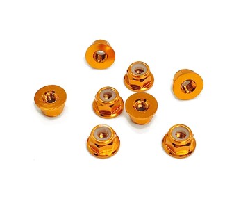 Trinity 3mm Aluminum Flanged Locknuts Orange (8)