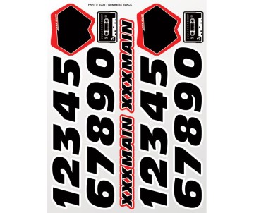 XXX Main Racing Numbers Black Sticker Sheet