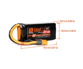 11.1V 1300mAh 3S 30C Smart G2 LiPo Battery: IC3